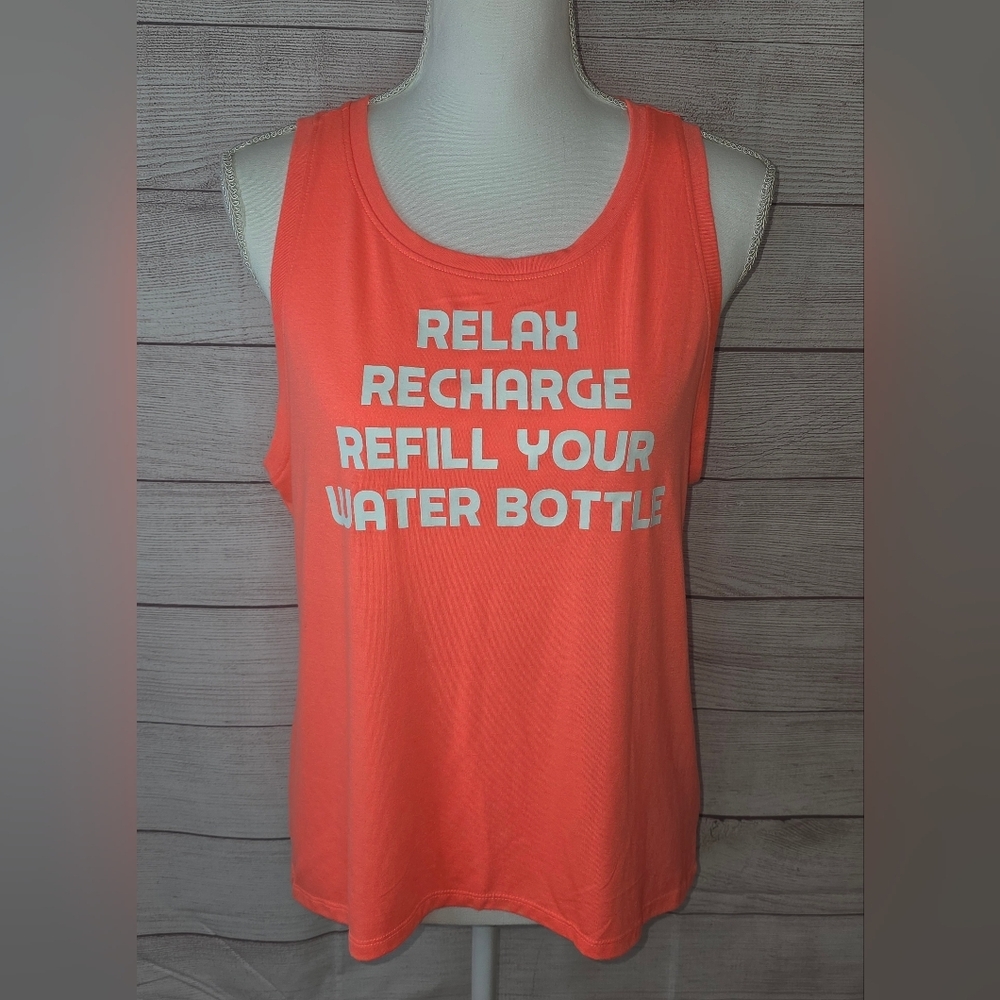 Athletic Works Orange Graphic Sleeveless Tank Size Medium